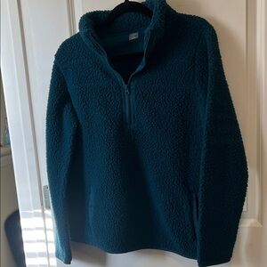 St.Johns Bay Pull Over with 1/4 Zip Teal Fleece Jacket  m